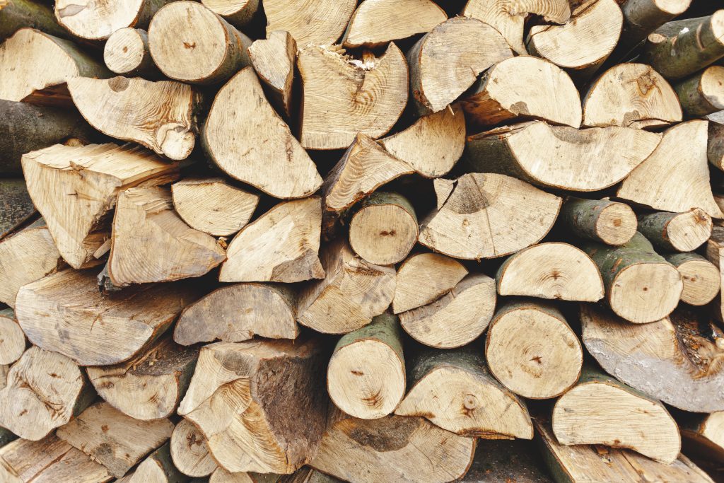 assortment with cut wood heating