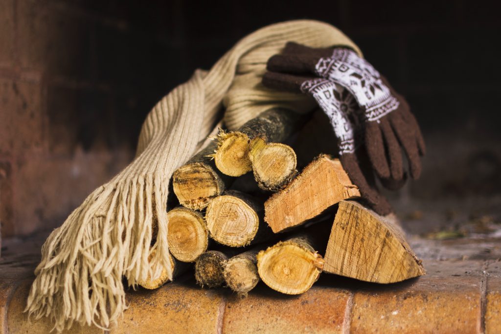 scarf gloves firewood